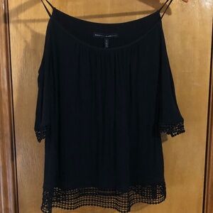 White House Black Market Black Lace Trim Blouse